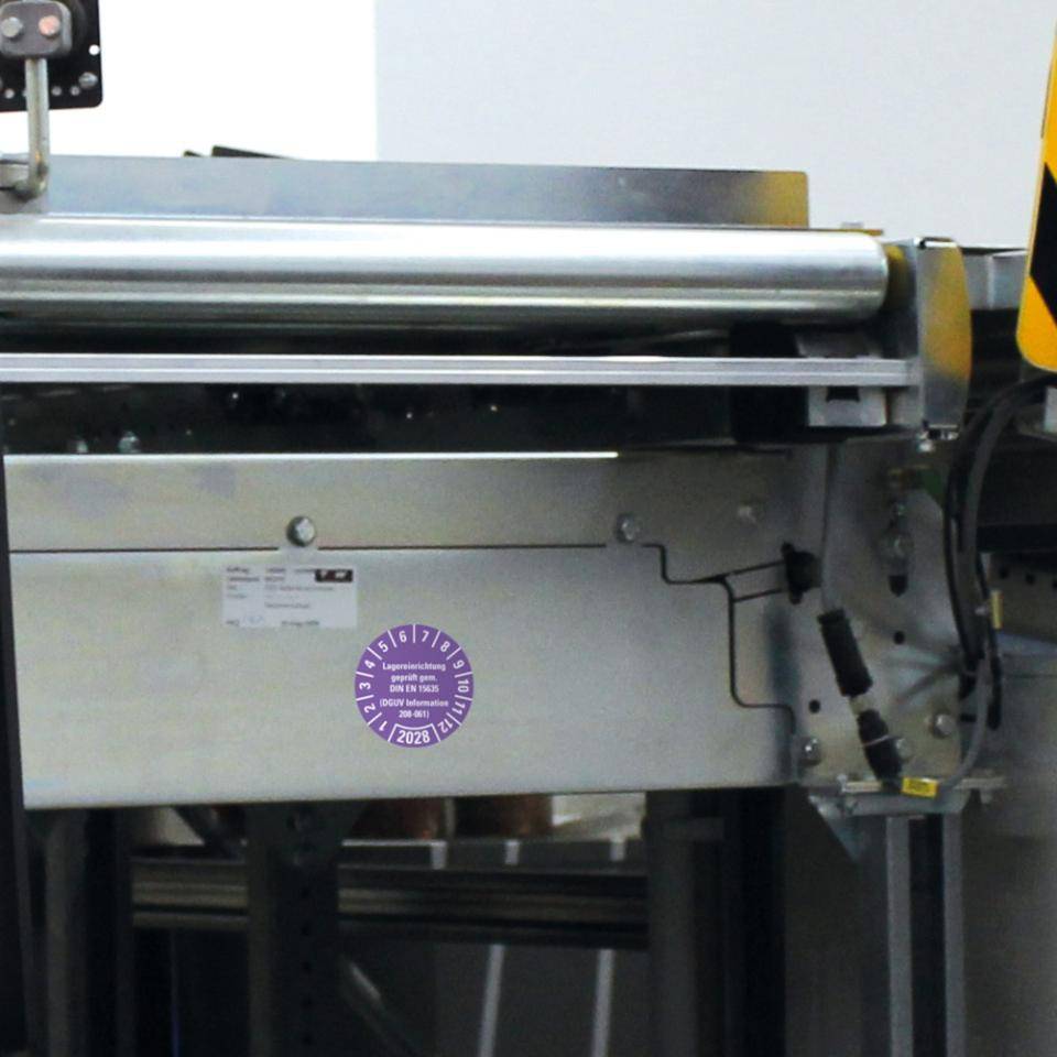 Prüfplakette Lagereinrichtung, DGUV Info208-061, 2028, violett, Dokumentenfolie, Ø30mm, 18/B