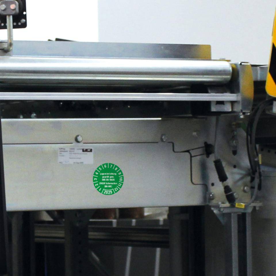 Prüfplakette Lagereinrichtung, DGUV Info.208-061, 2029, grün, Dokumentenfolie, Ø30mm, 18/BOG