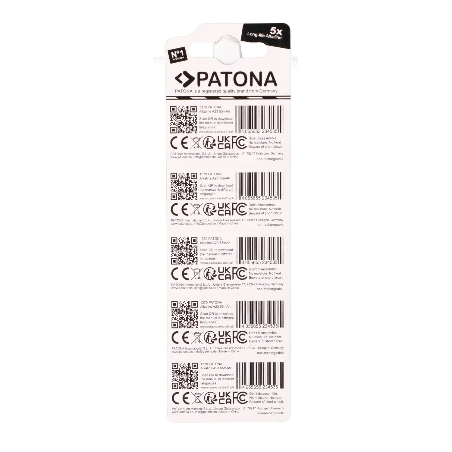 PATONA 10x (2x5 Stück) 12V 23A 23GA MN21 Spezialbatterie für Garagentoröffner, Fernbedienungen, Alarmsysteme, Bluetooth-Headset etc. kompatibel mit