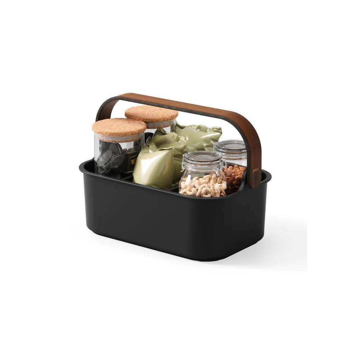 1019942-048 - BELLWOOD stapelbare Aufbewahrungsbehälte14x10 Schwarz/Walnuss