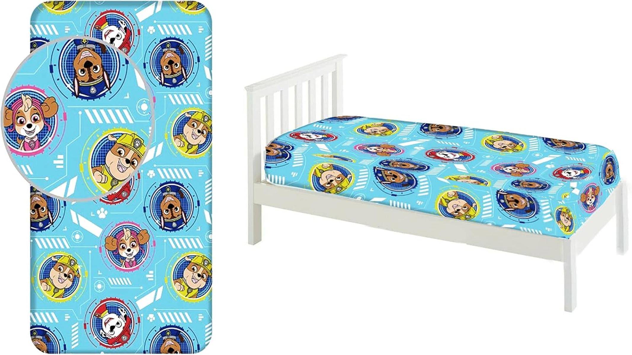 Paw Patrol Spannbettlaken, 90 x 200 cm, für Einzelbett, 100% Baumwolle
