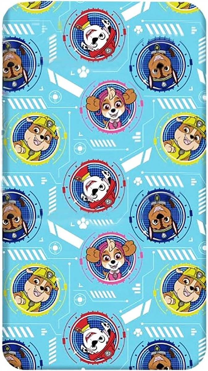 Paw Patrol Spannbettlaken, 90 x 200 cm, für Einzelbett, 100% Baumwolle