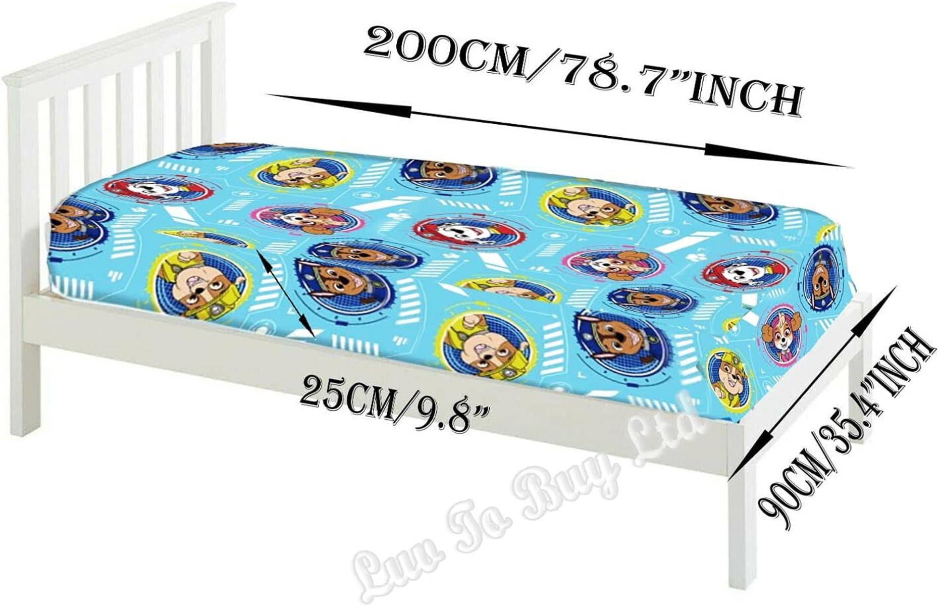 Paw Patrol Spannbettlaken, 90 x 200 cm, für Einzelbett, 100% Baumwolle