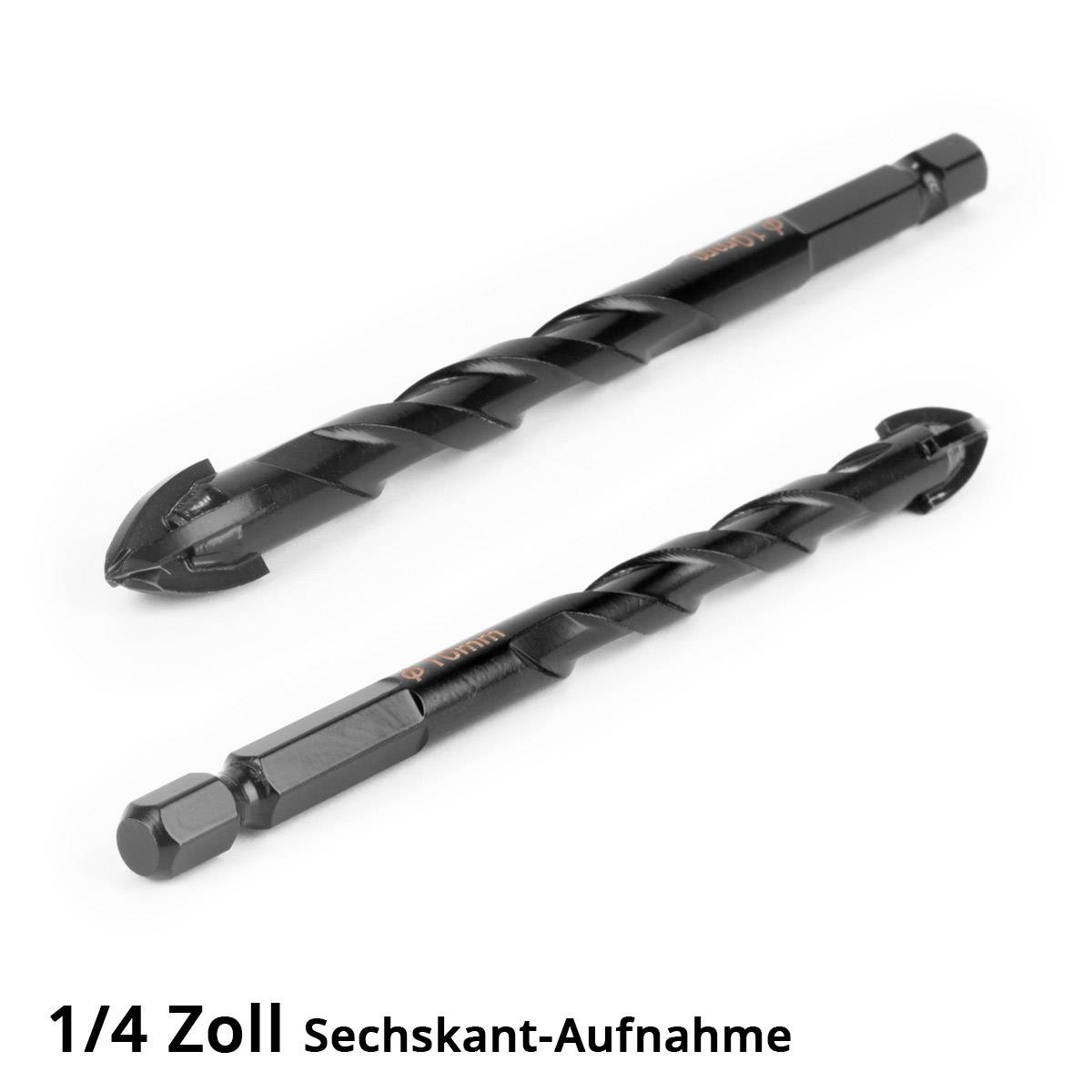 STAHLWERK Glasbohrer | Fliesenbohrer | Keramikbohrer 10er Set 4, 5, 6, 8, 10 mm