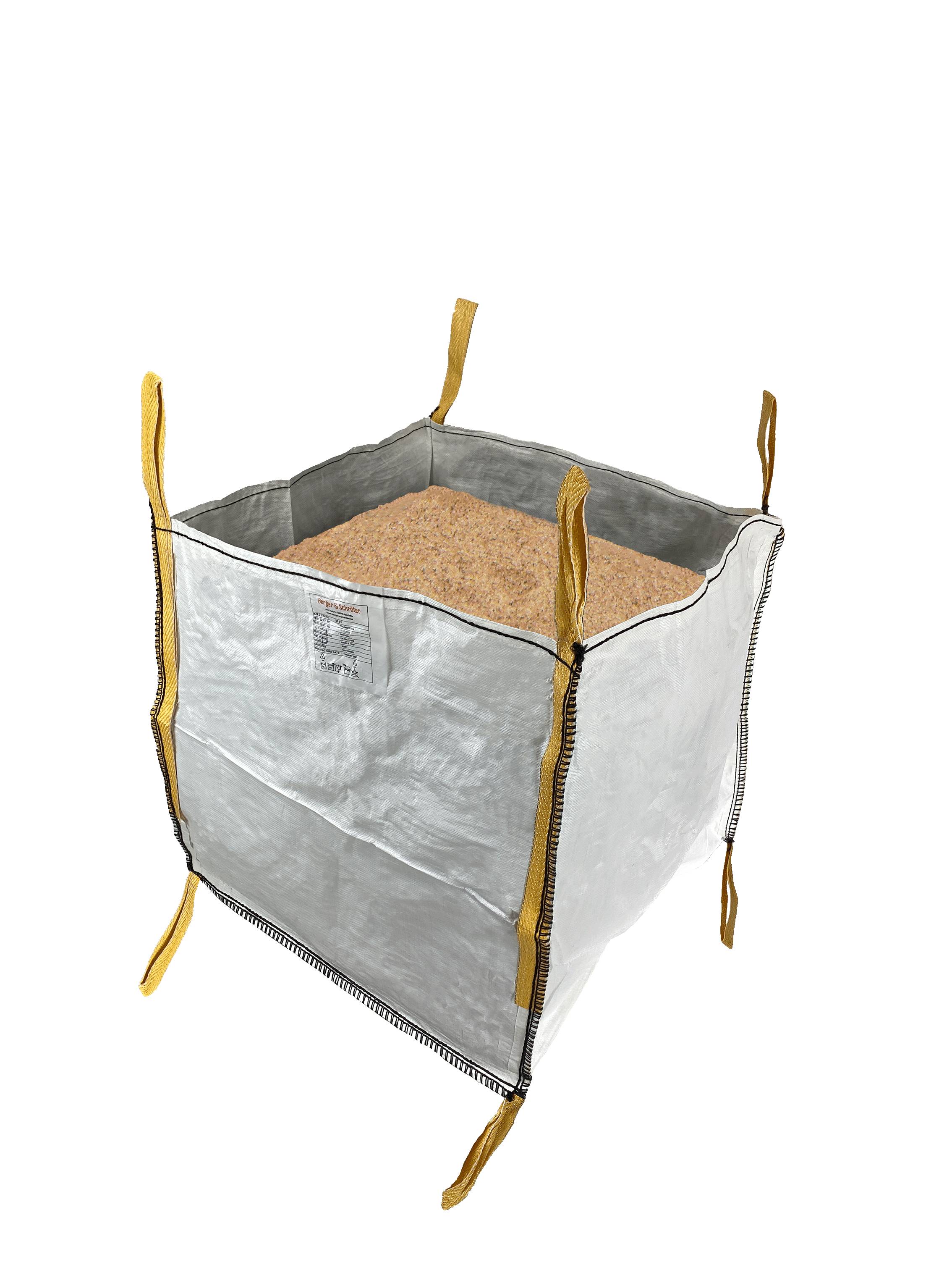 Berger & Schröter | Big Bag 90x90x90cm 1500kg 729l mit vier Bodenkippschlaufen und vier Hebeschlaufen für Bauschutt, Holz, Laub, Kies, Sand, Erde,