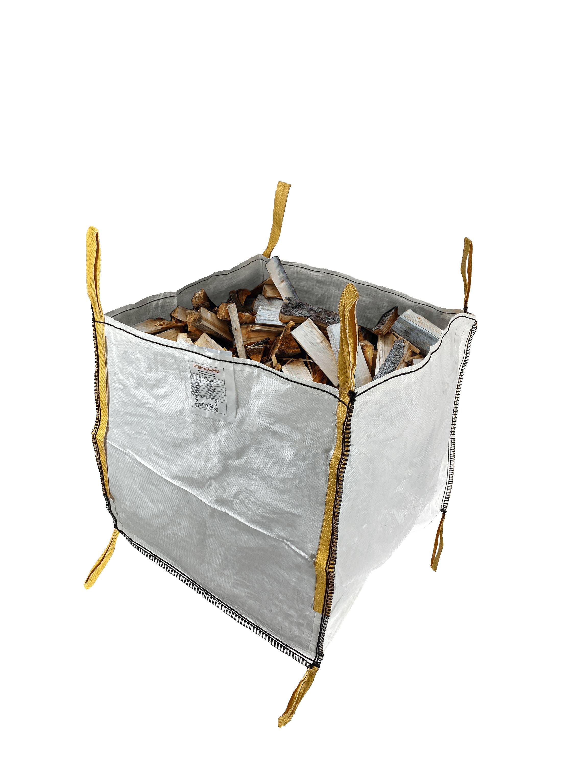 Berger & Schröter | Big Bag 90x90x90cm 1500kg 729l mit vier Bodenkippschlaufen und vier Hebeschlaufen für Bauschutt, Holz, Laub, Kies, Sand, Erde,