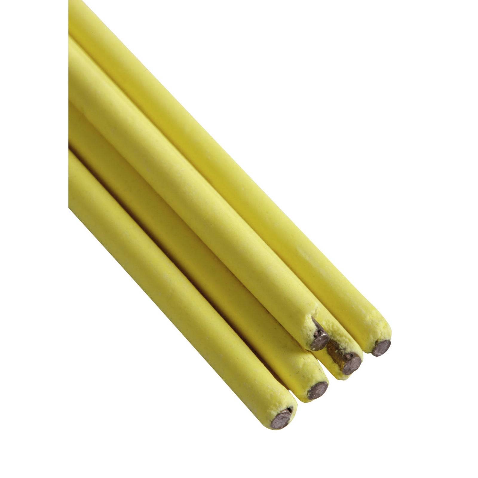 Fünf gelbe elektrische Kabel, die zusammengebündelt sind, mit freigelegten Kupferenden, die darauf hindeuten, dass sie für die Verbindung bereit sind.