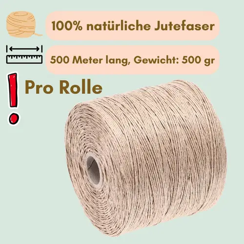2x Juteschnur 500 m Bindfaden Schnur zum basteln Jutegarn Natur Jutekordel Paketschnur Gartenschnur Jute Bastelschnur Garten Pflanzschnur 2x Juteschnur 500 m Bindfaden Schnur zum basteln Jutegarn Natur Jutekordel Paketschnur Gartenschnur Jute Bastelschnur Garten Pflanzschnur