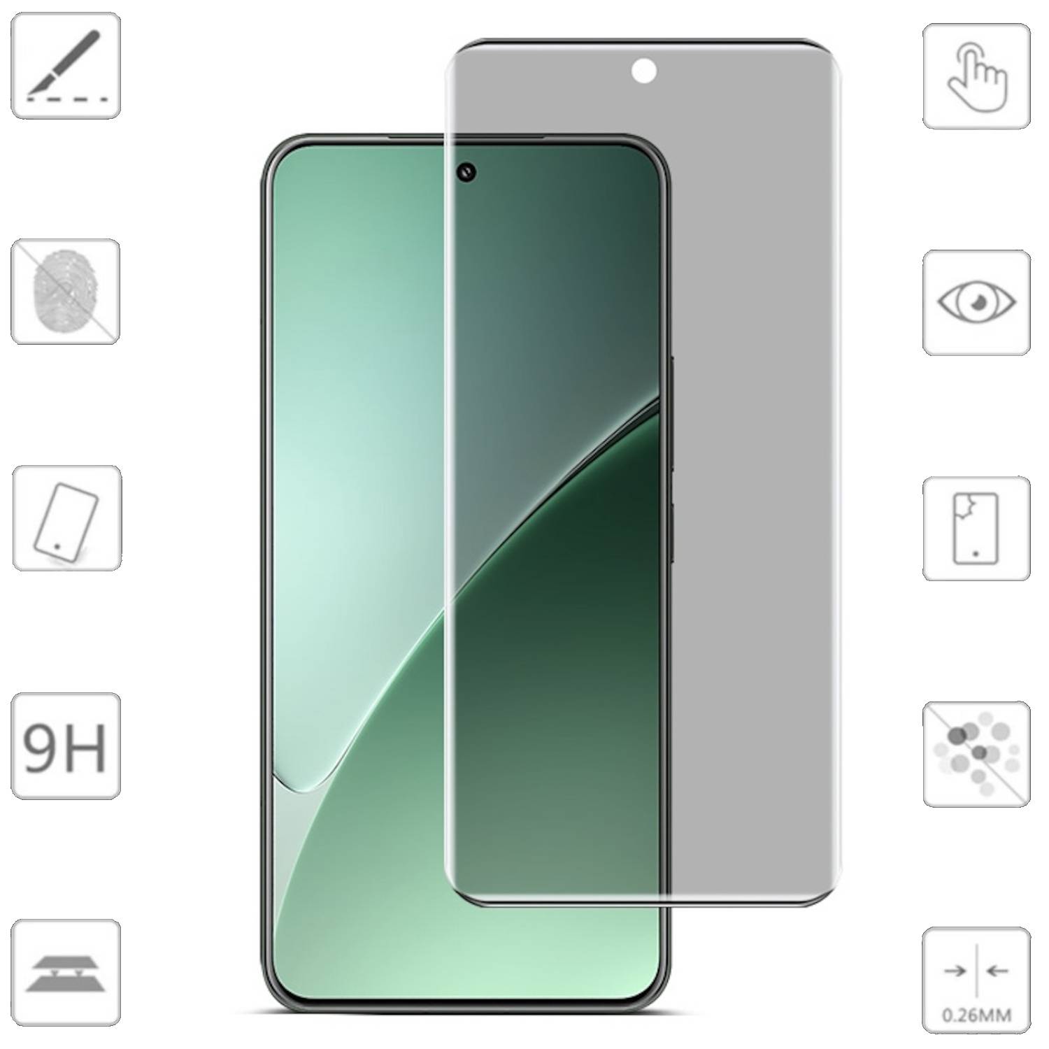 Für Xiaomi 15 Pro / 15 Ultra 1x 4D Privacy Display Full Curved H9 Hart Glas Folie Schutz