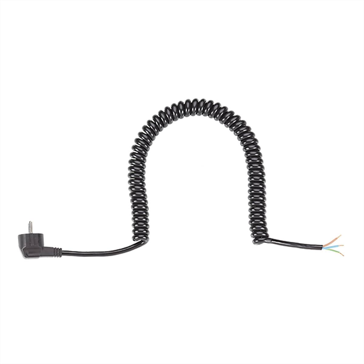BACHMANN Wendelleitung 0,5-2m schwarz, H05VV-F 3G1,5mmÂ² AEH/CEE7/7 Stromversorgung Stromkabel