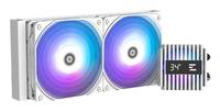 Doppelte RGB-Computerkühler mit einem 34°C-Digitalanzeige auf einem gestreiften Controller-Modul.