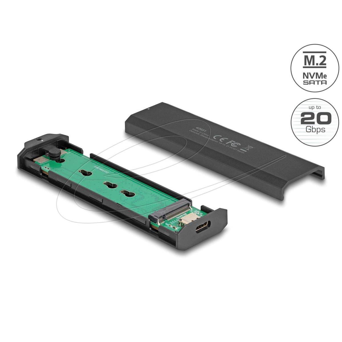 Delock - Speichergehäuse - external, tool free - M.2 - M.2 Card (PCIe NVMe & SATA)