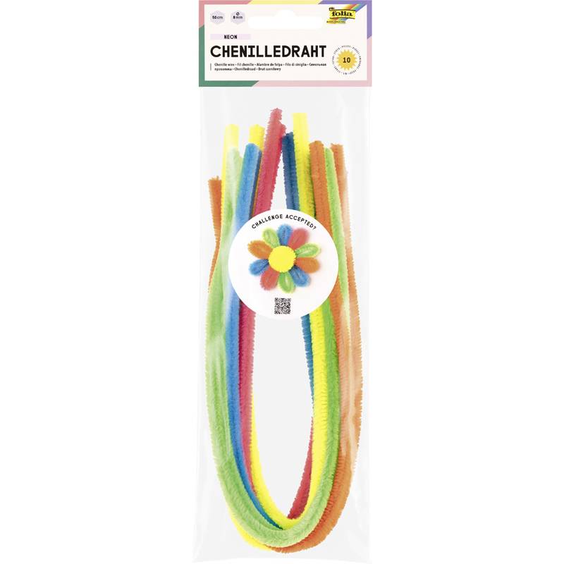 folia Chenilledraht "NEON", Länge: 500 mm, sortiert