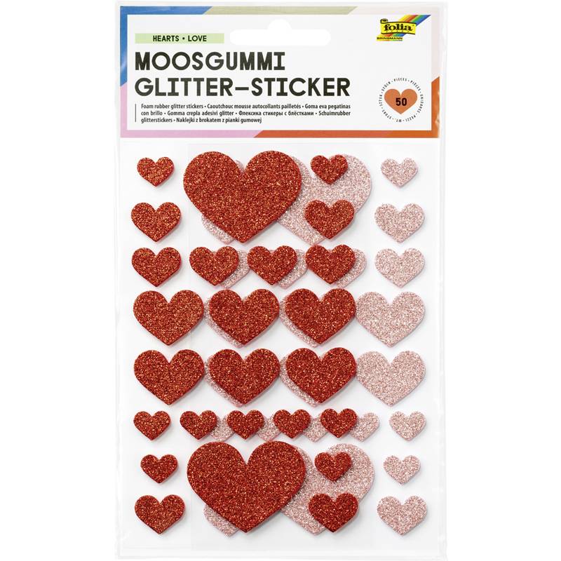 folia Moosgummi Glitter-Sticker HEARTS LOVE