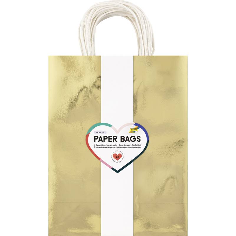 folia Papier-Tragetaschen GOLD GLÄNZEND, Göße: L