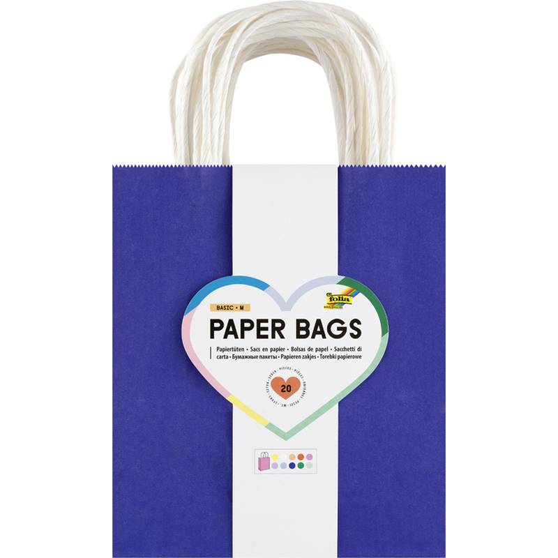 folia Papier-Tragetaschen BASIC, Größe: M, farbig sortiert