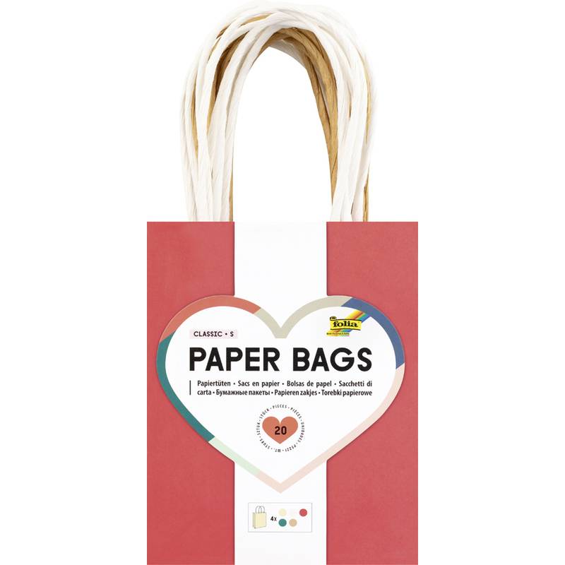 folia Papier-Tragetaschen CLASSIC, Größe: S, farbig sortiert