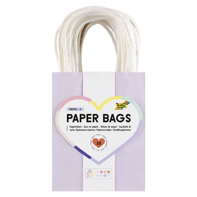 folia Papier-Tragetaschen PASTELL, Größe: S, farbig sortiert