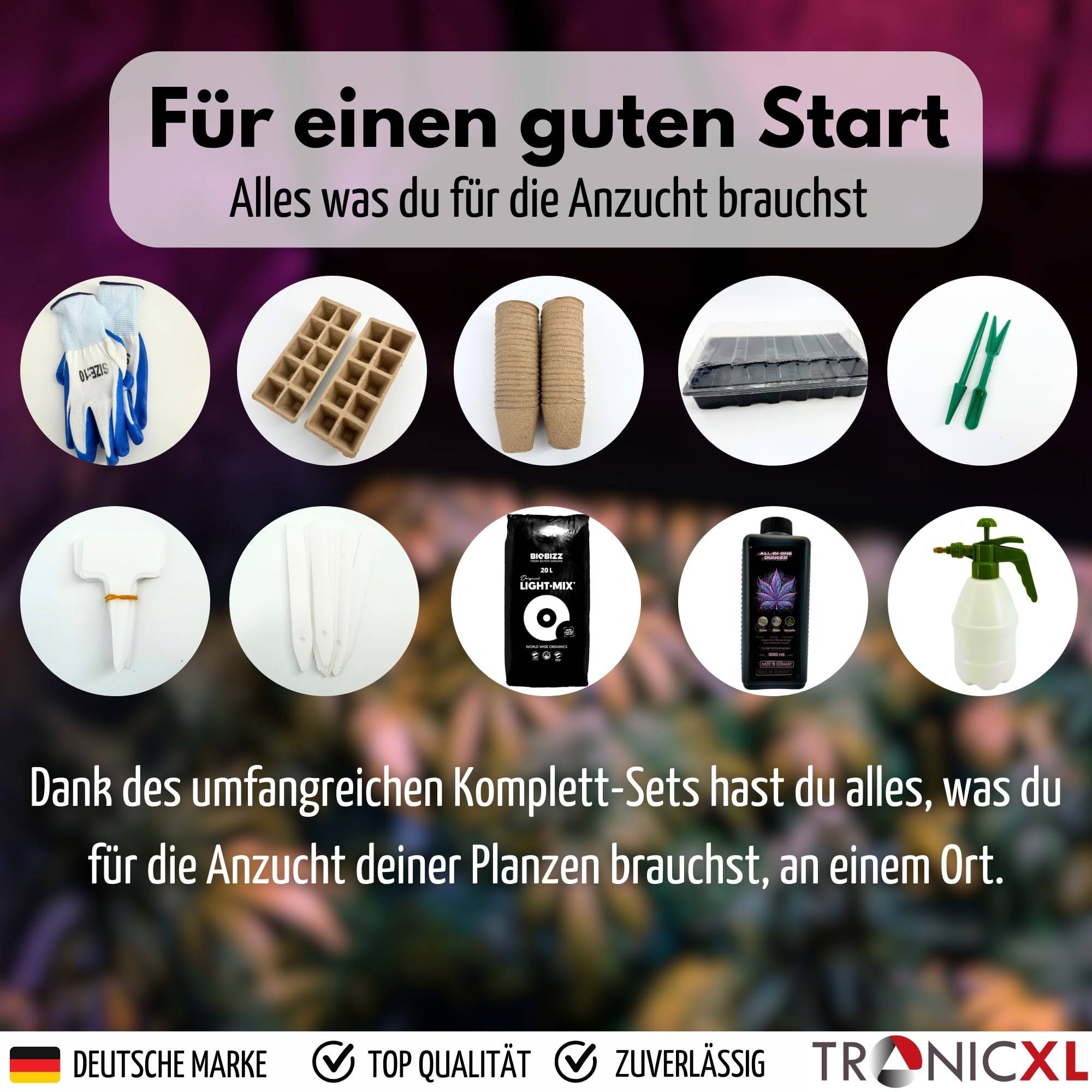 71 Teile Anzucht Komplett Set für Growbox Grow Starter Set Erde Dünger Pflanzsprüher Töpfe für Samen Zimmergewächshaus Light Mix für Zelt