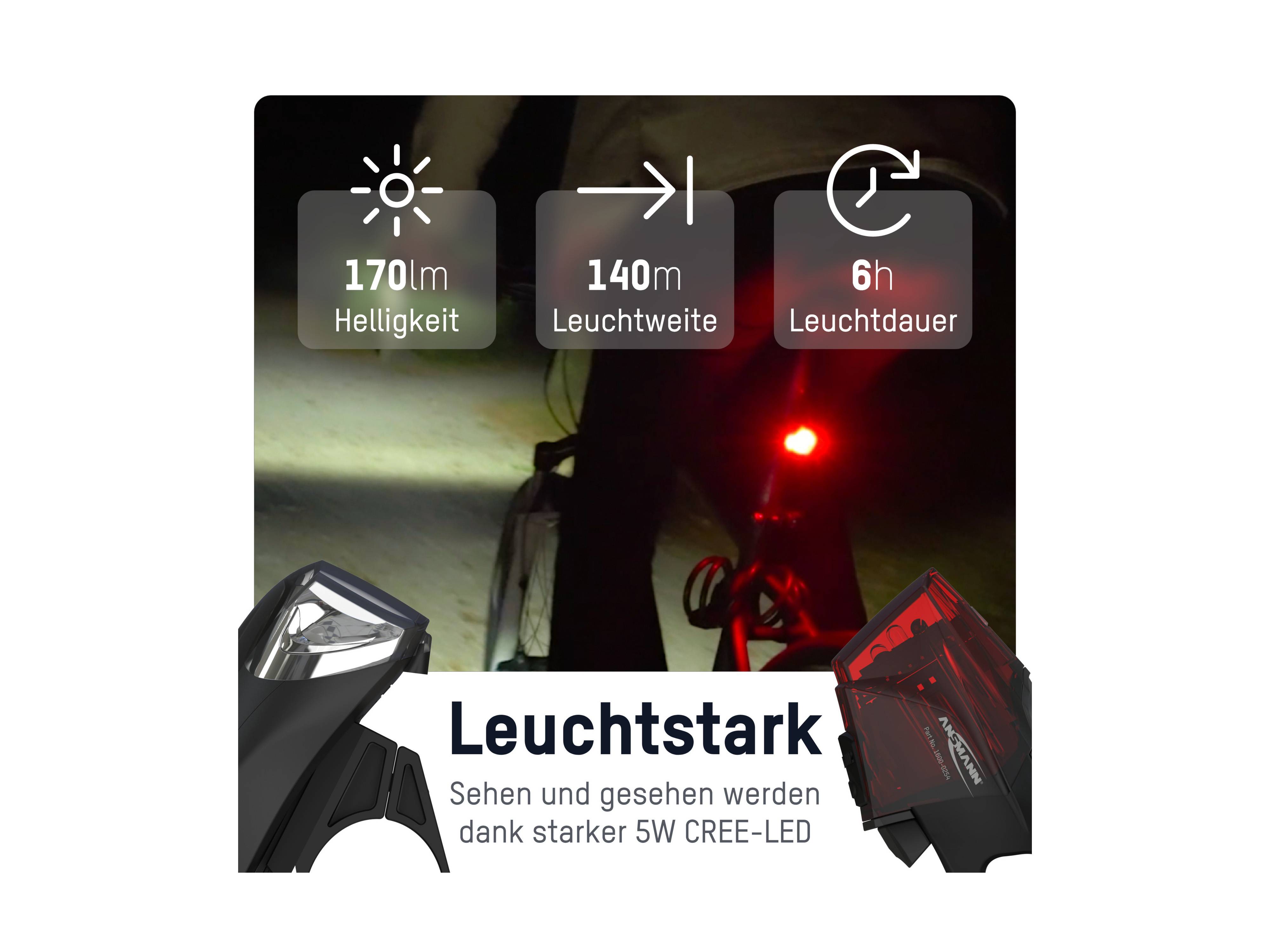 ANSMANN LED-Fahrrad-Beleuchtungs-Set, 1600-0254