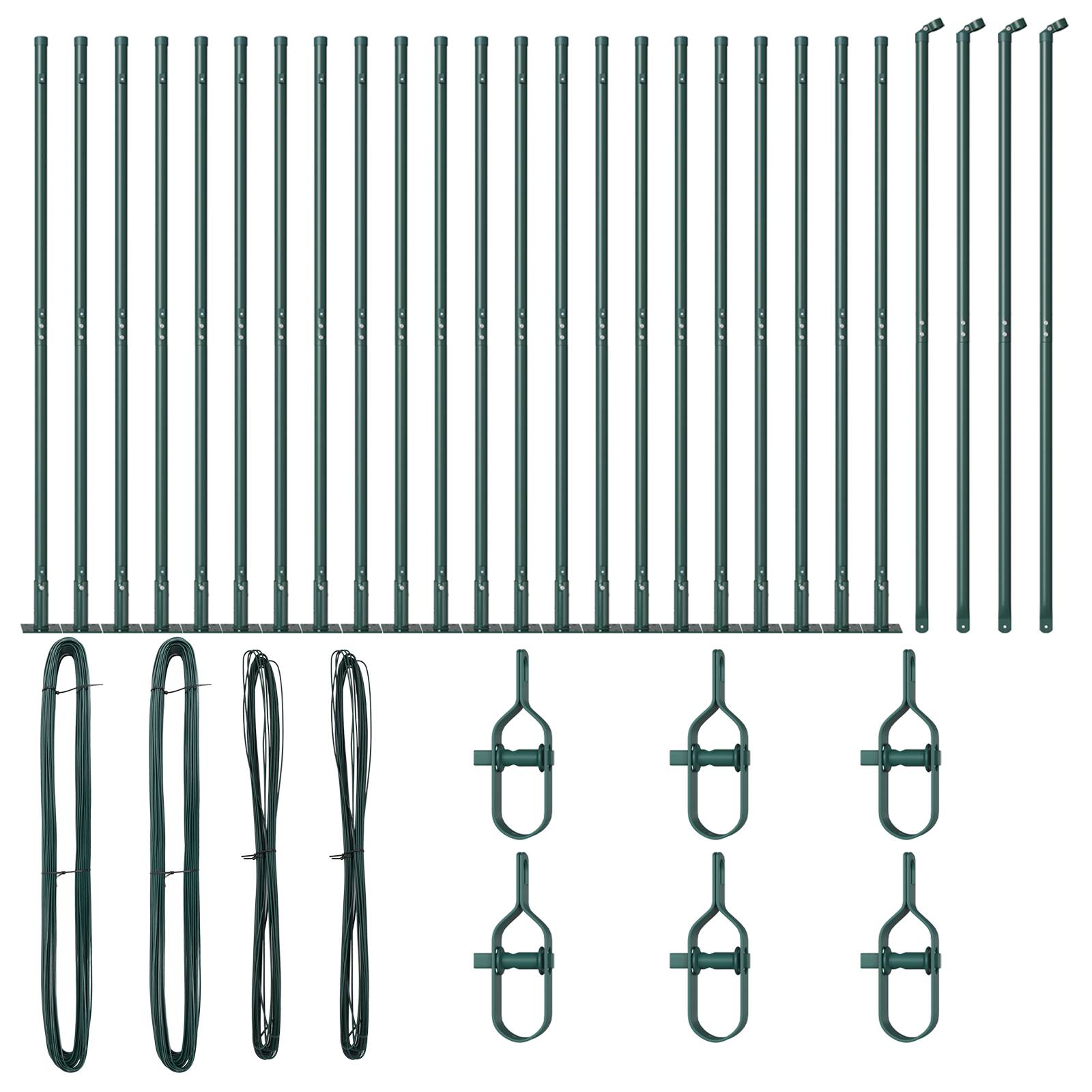 vidaXL Zaunpfosten mit Bodenplatten 26 Stk Ø32mm 83,5cm Stahl Verzinkt