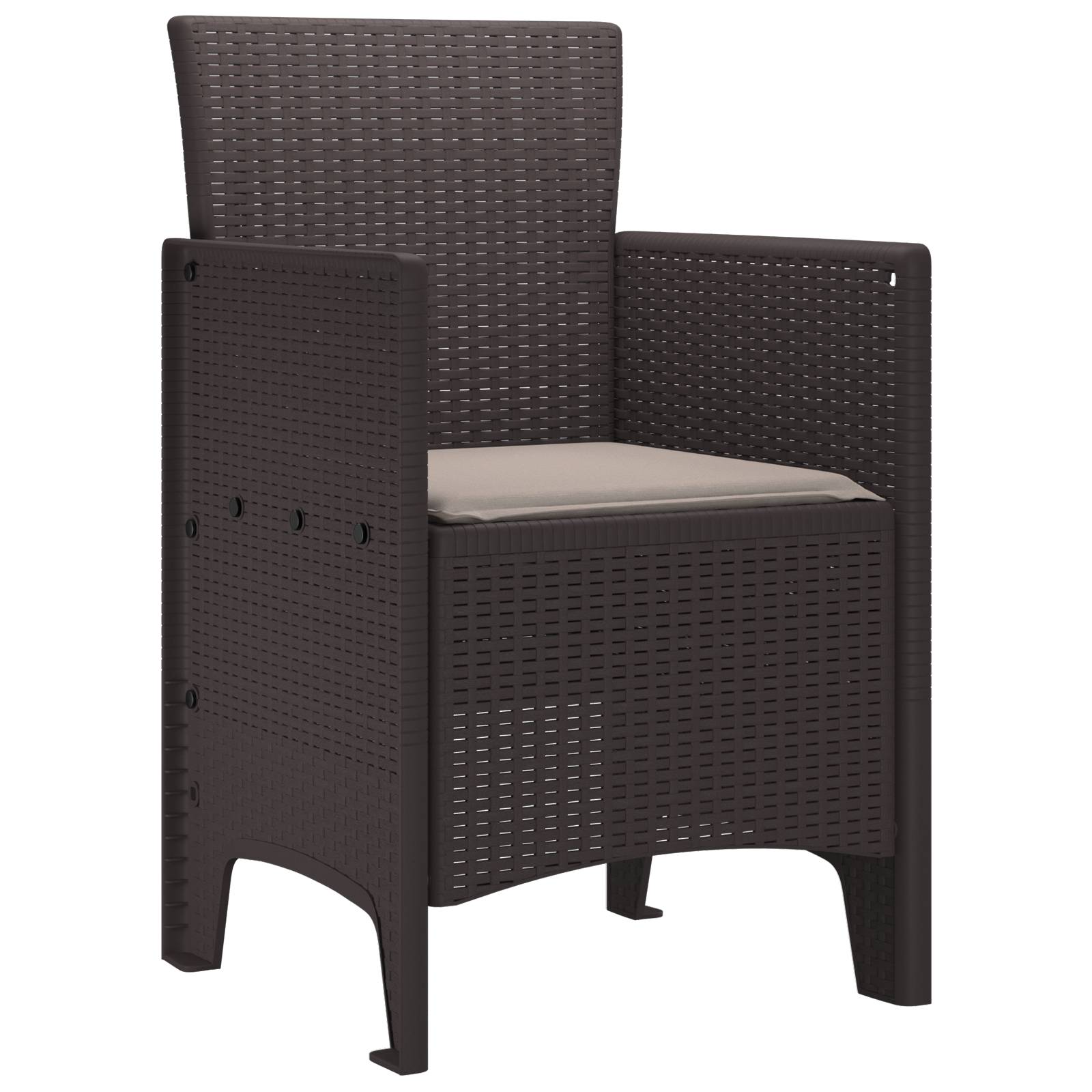 vidaXL Gartenstühle mit Kissen 2 Stk. Braun Poly Rattan