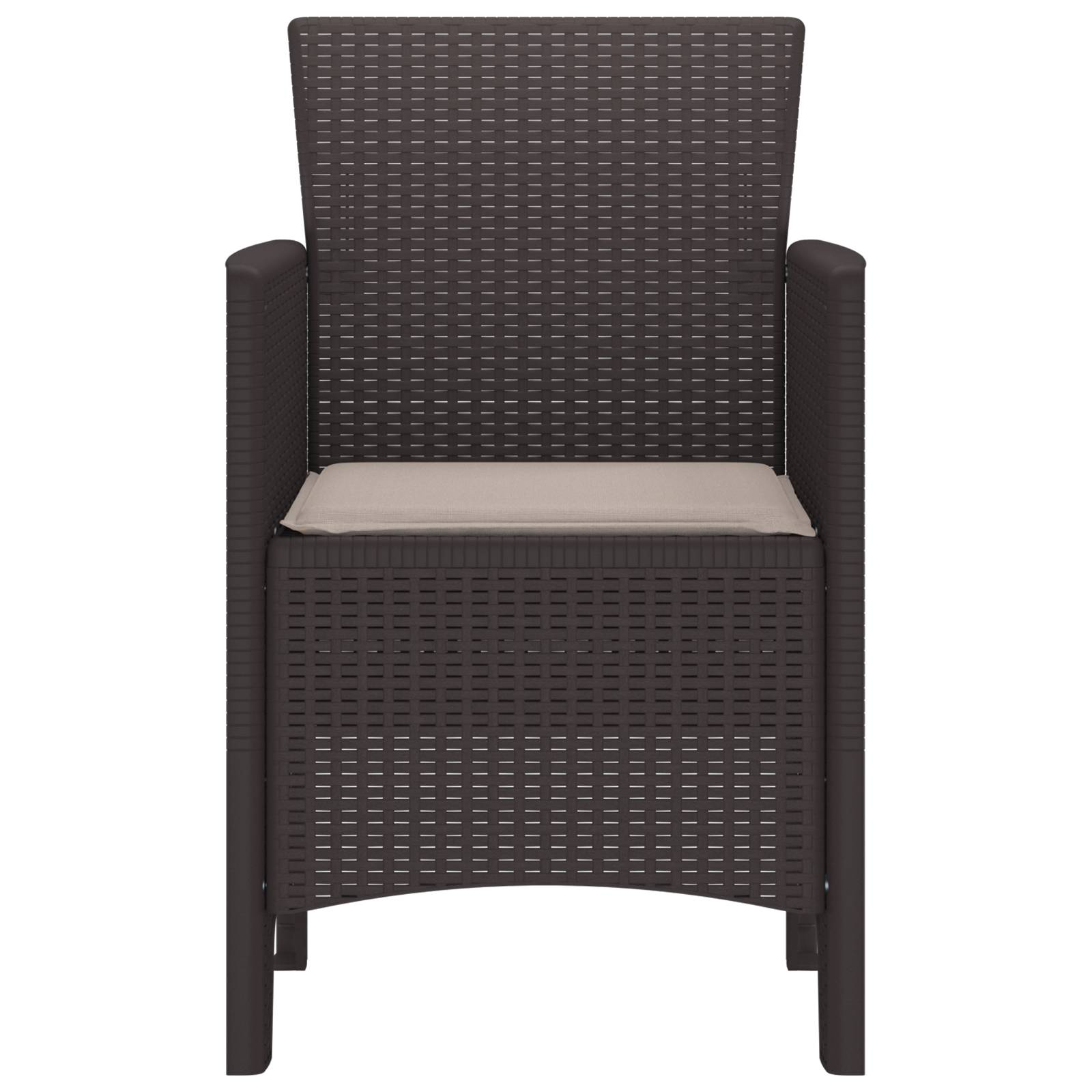 vidaXL Gartenstühle mit Kissen 2 Stk. Braun Poly Rattan