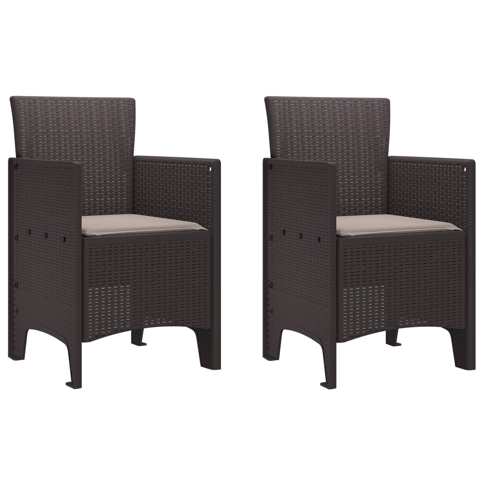 vidaXL 3-tlg. Garten-Essgruppe mit Kissen Braun Poly Rattan