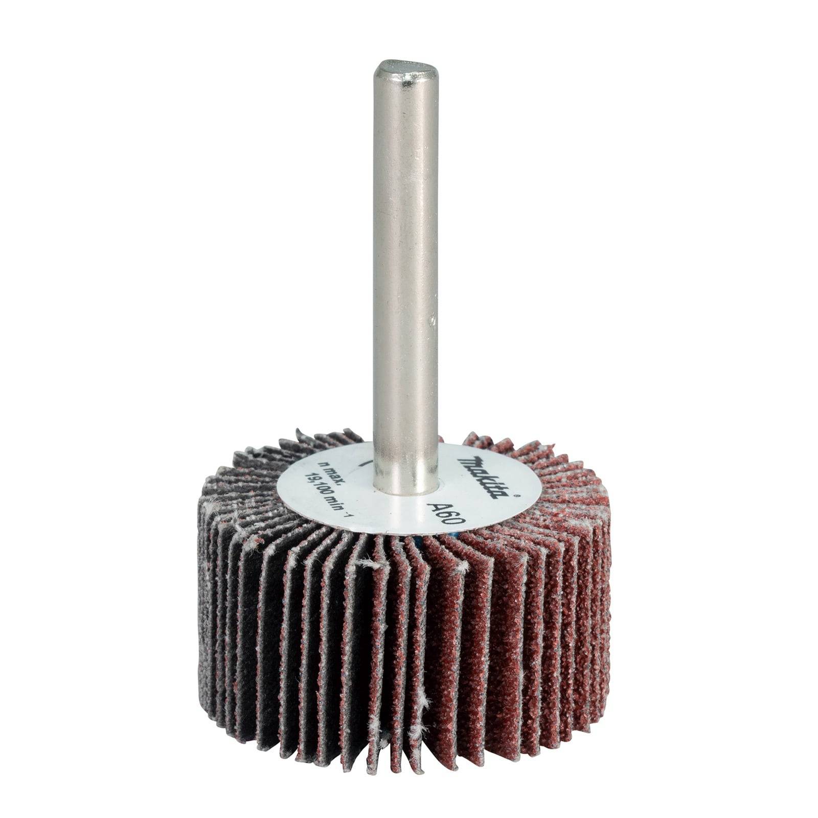 Ein zylindrischer Schleiflamellenfächer mit einem zentralen Metallschaft, der zum Schleifen, Polieren und Oberflächenfinish verwendet wird.