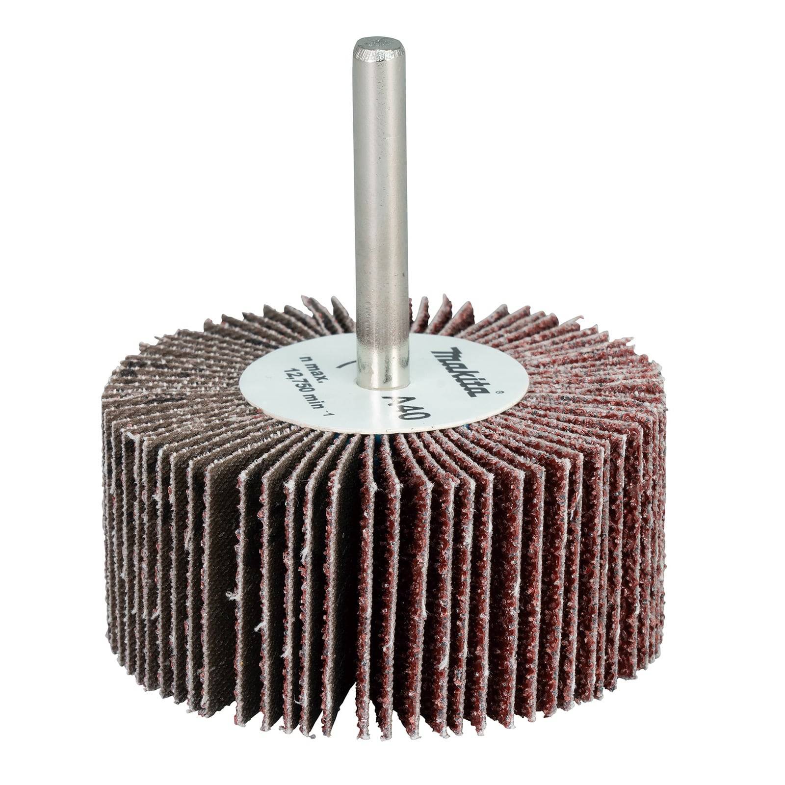 Lamellenschleifscheibe mit mehreren Schleifpapierlamellen um eine zentrale Spindel zum Schleifen oder Finish von Oberflächen.