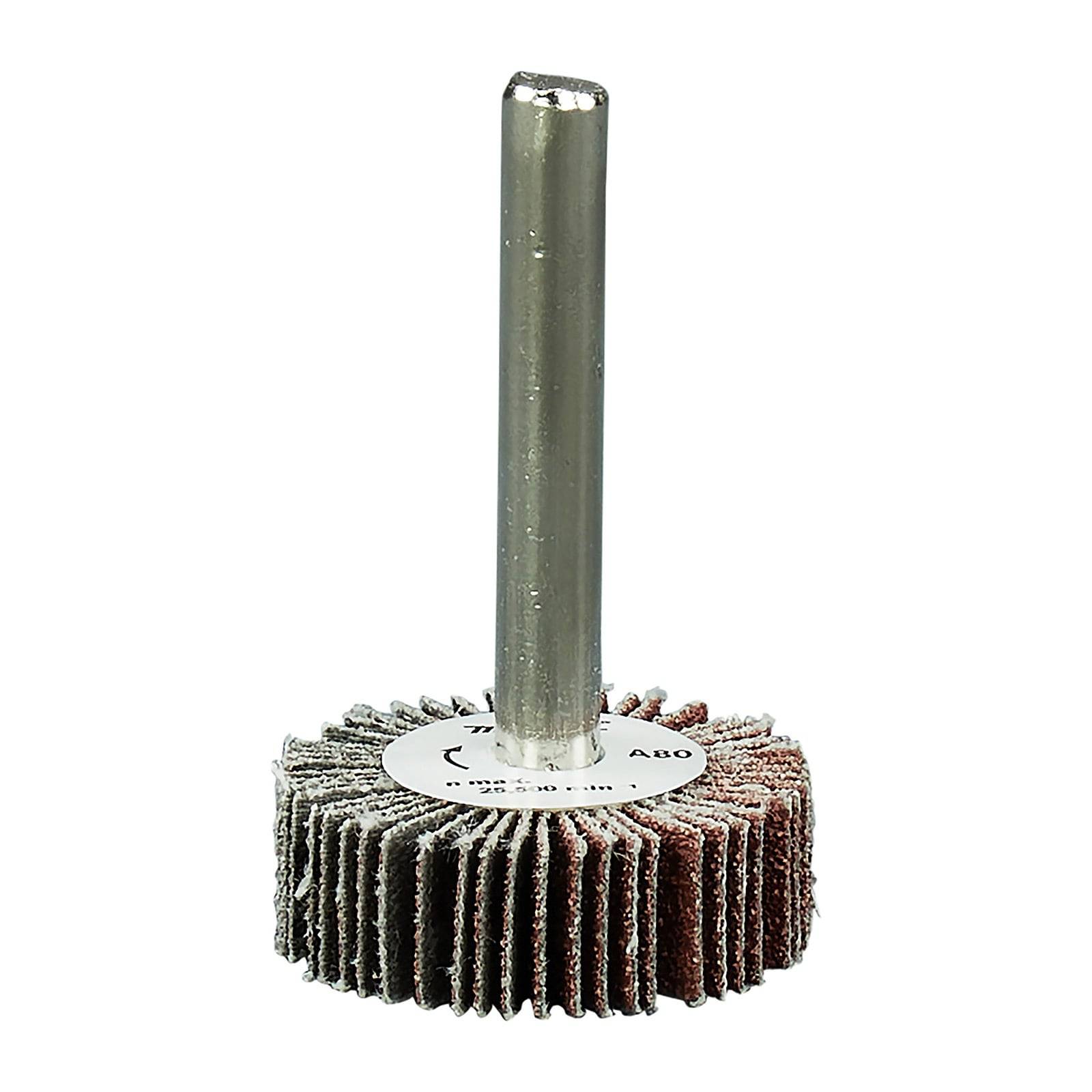 Schleiflamellenscheibe mit Metallspindel zum Schleifen oder Polieren von Oberflächen.