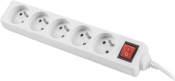 LANBERG Steckdosenleiste 3m 5x 230V EN +Schalter weiß Multimedia-Technik Steckdosenleisten