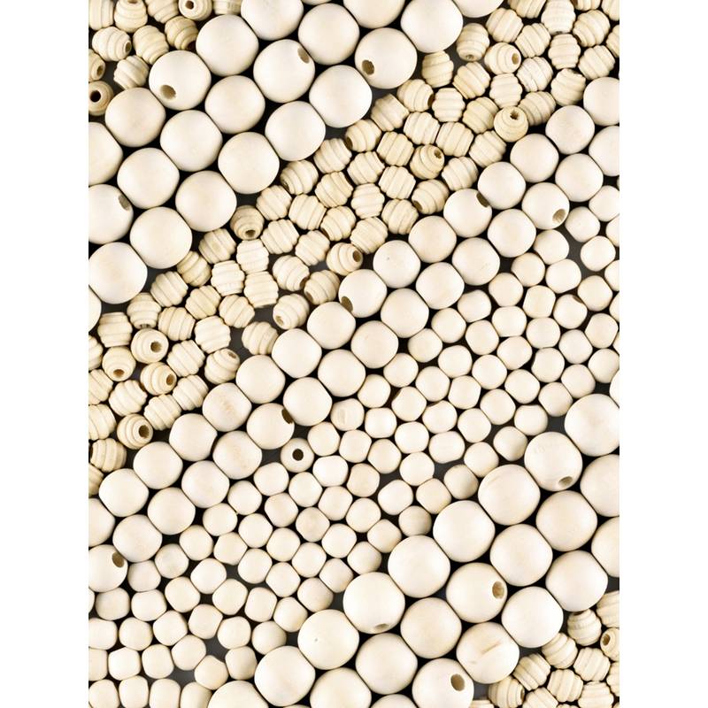folia Holzperlen-Mix NATURAL Jumbobox, 1 kg