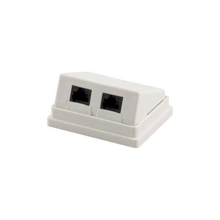 Danicom - Cat. 5e UTP, Anschlußdose Aufputz, 2 x RJ45, Weiß
