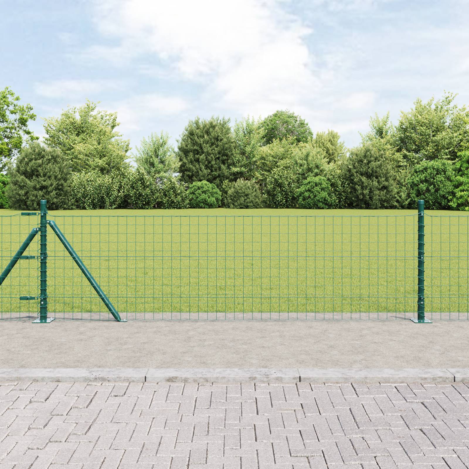 vidaXL Euro Zaun mit 7 Flanschpfosten 0,4x10 m verzinkter Stahl