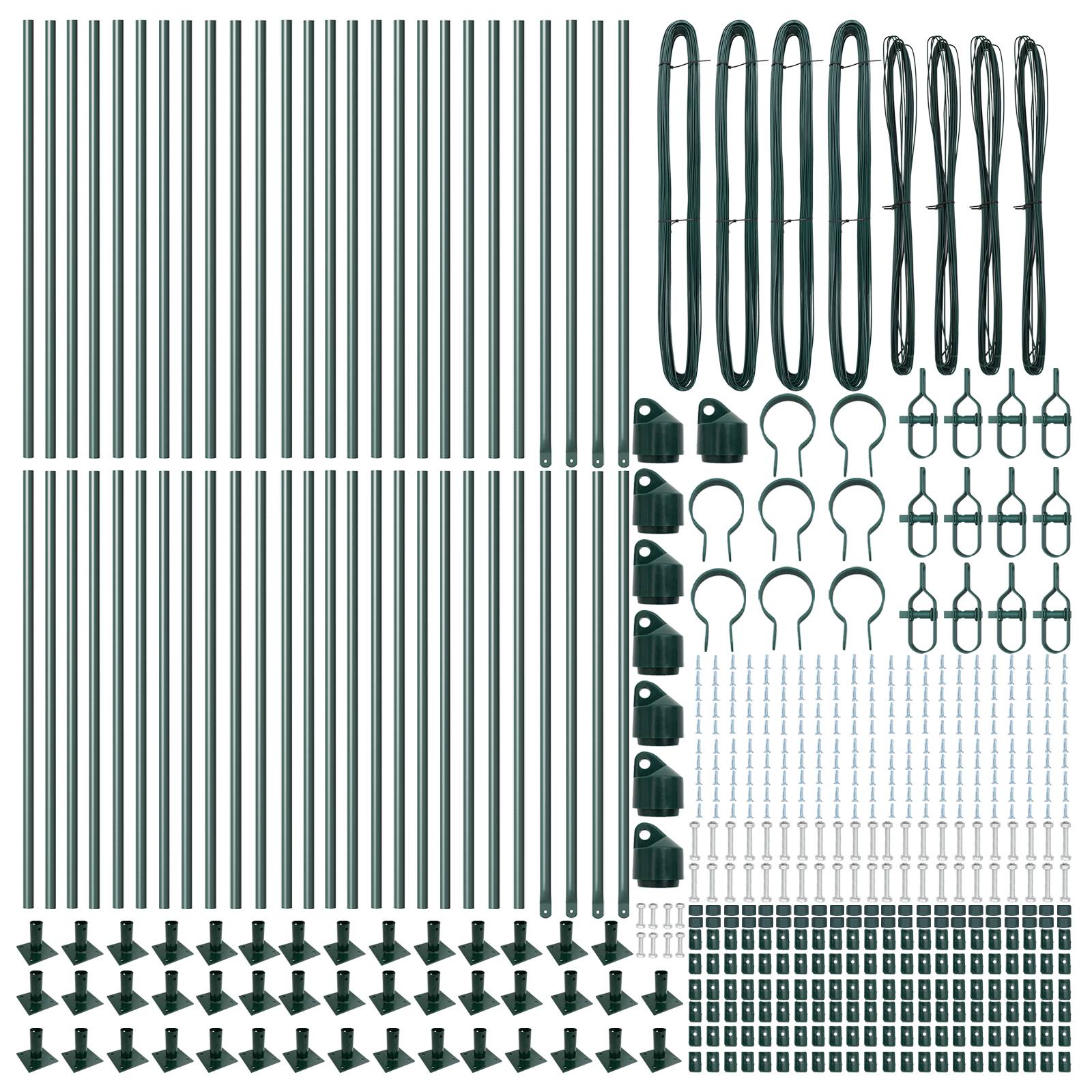 vidaXL Zaunpfosten mit Bodenplatten 52 Stk. Ø32mm 110cm Stahl Verzinkt