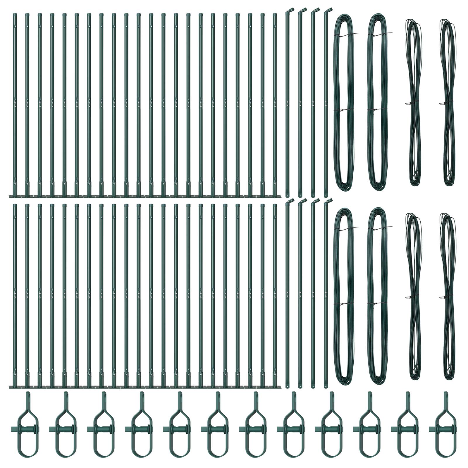vidaXL Zaunpfosten mit Bodenplatten 52 Stk Ø32mm 88,5cm Stahl Verzinkt