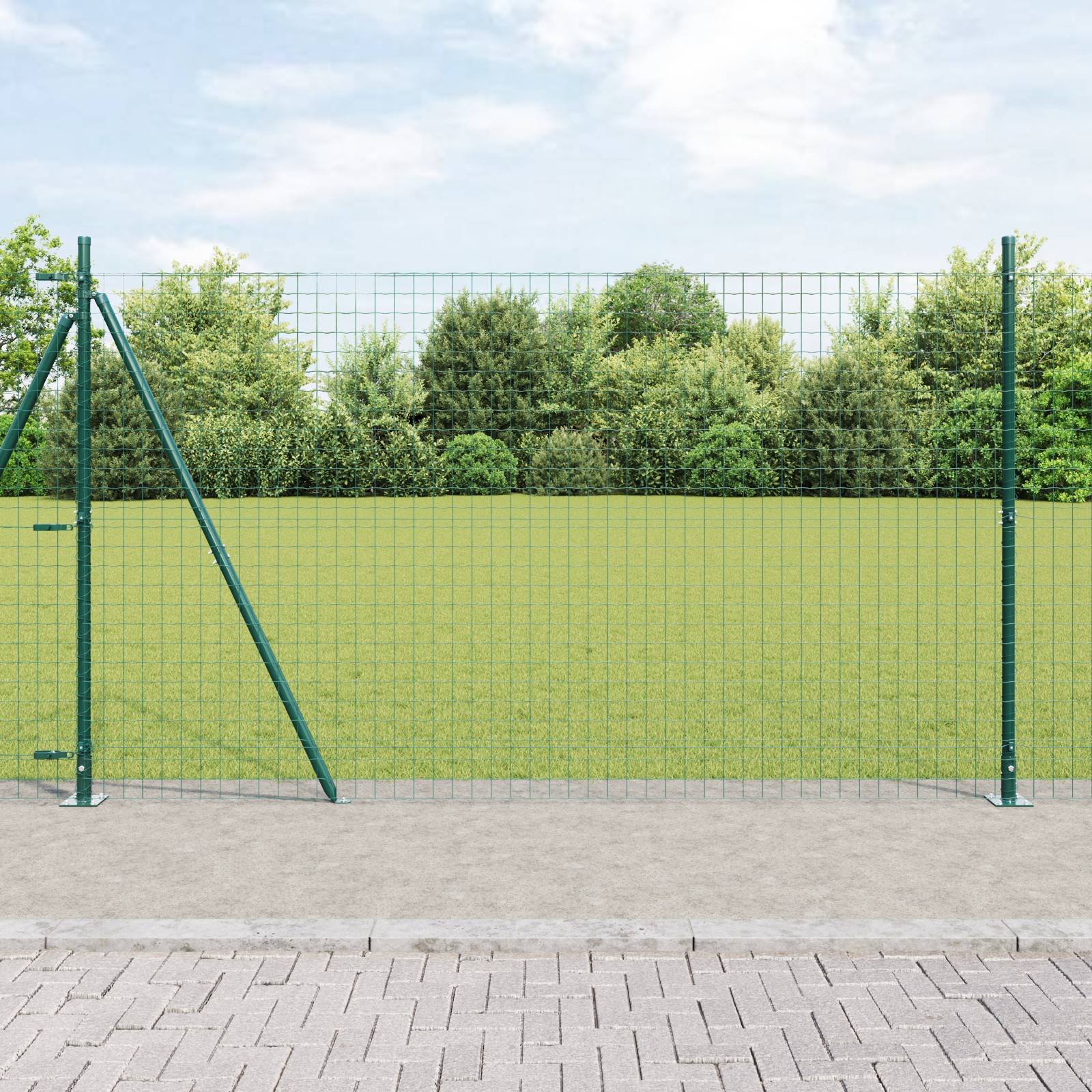 vidaXL Zaunpfosten mit Bodenplatten 52 Stk Ø32mm 88,5cm Stahl Verzinkt