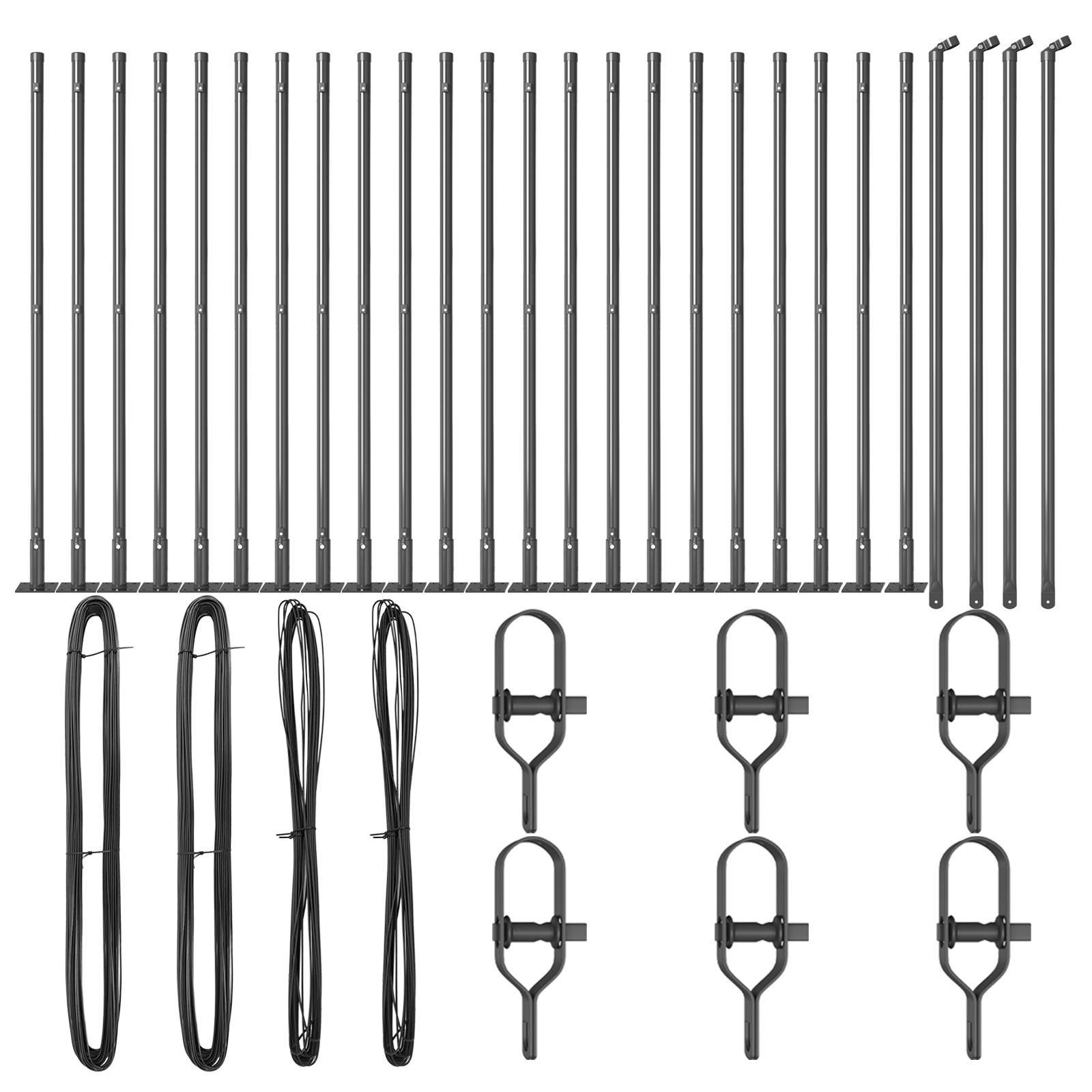 vidaXL Zaunpfosten mit Bodenplatten 26 Stk. Ø32mm 90cm Stahl Verzinkt