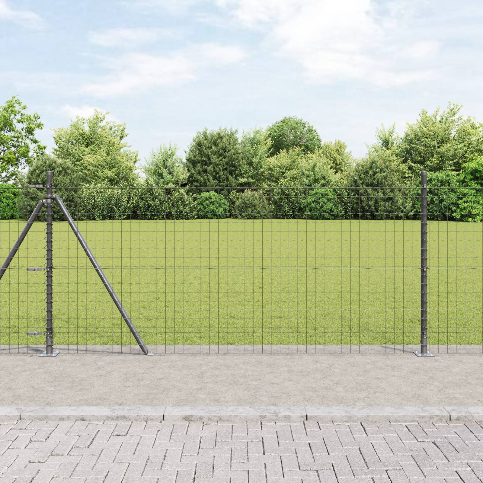 vidaXL Euro Zaun mit 7 Flanschpfosten 1x10 m verzinkter Stahl