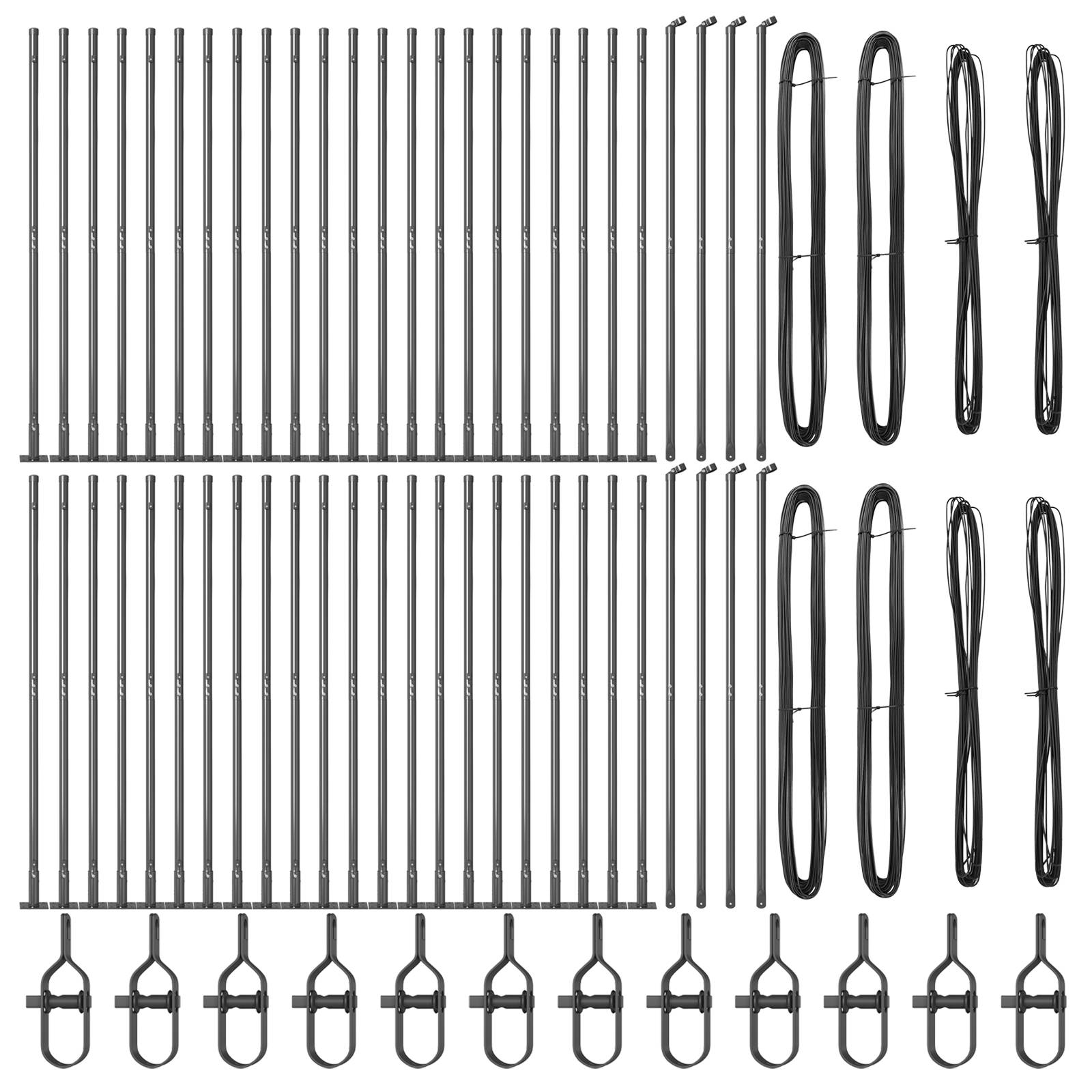vidaXL Zaunpfosten mit Bodenplatten 52 Stk Ø32mm 88,5cm Stahl Verzinkt