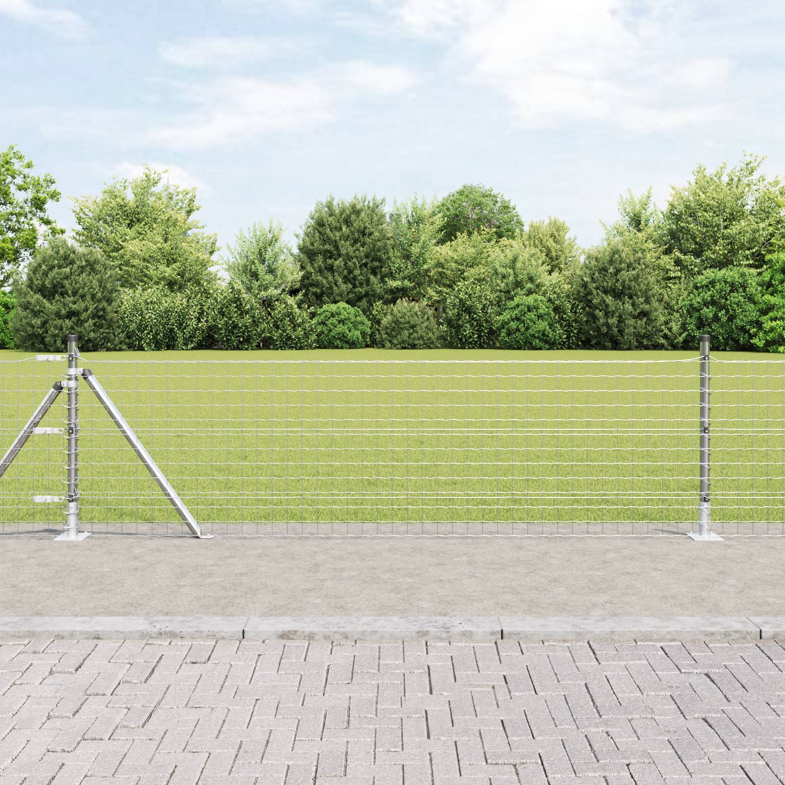 vidaXL Zaunpfosten mit Bodenplatten 26 Stk. Ø32mm 70cm Stahl Verzinkt