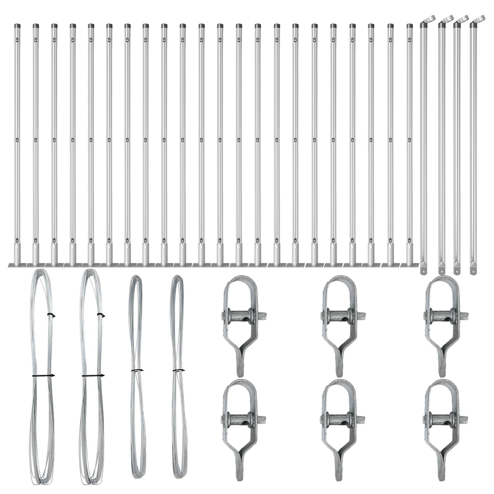 vidaXL Zaunpfosten mit Bodenplatten 26 Stk. Ø32mm 50cm Stahl Verzinkt