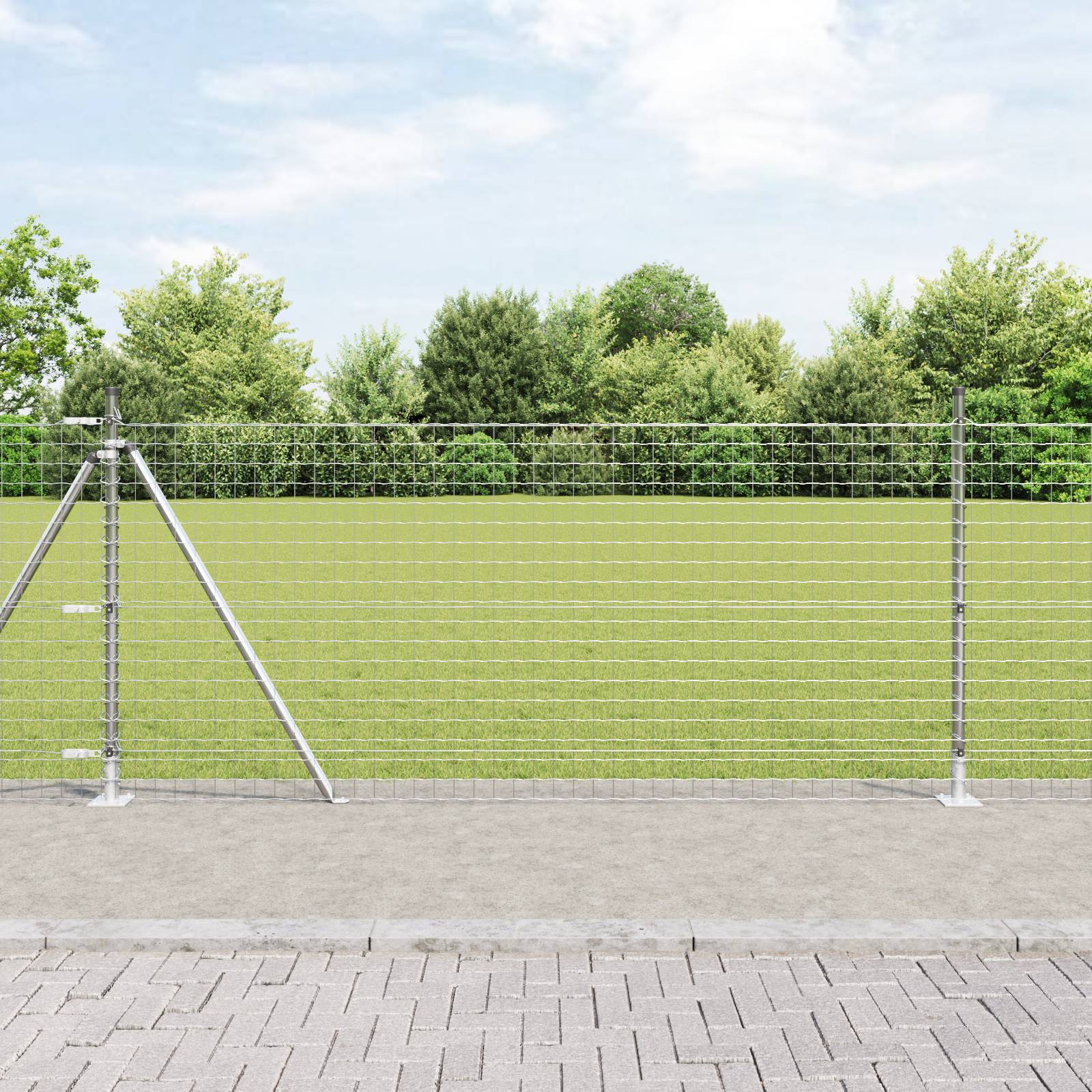vidaXL Euro Zaun mit 13 Flanschen 0,8x25 m Verzinkter Stahl