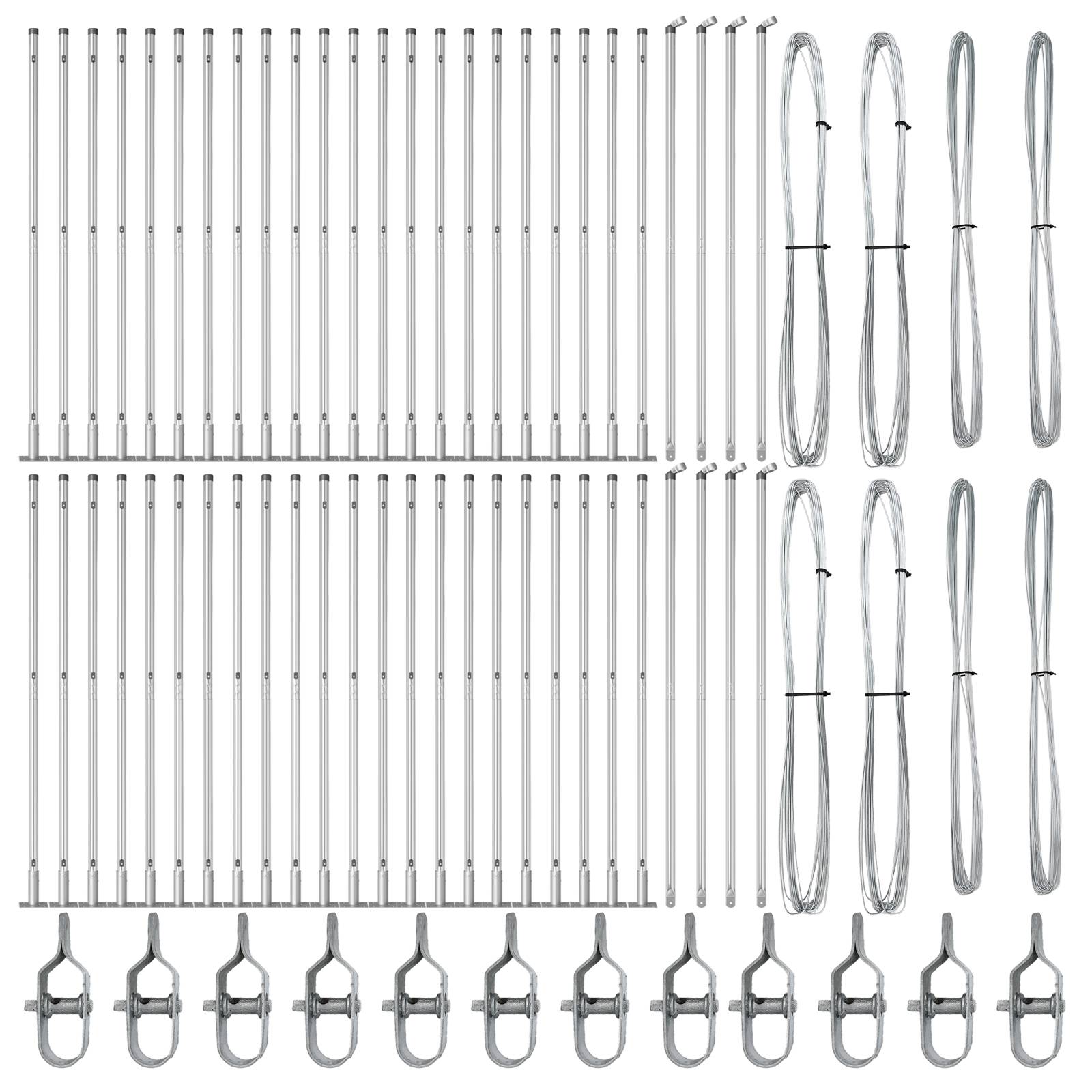 vidaXL Zaunpfosten mit Bodenplatten 52 Stk Ø32mm 88,5cm Stahl Verzinkt