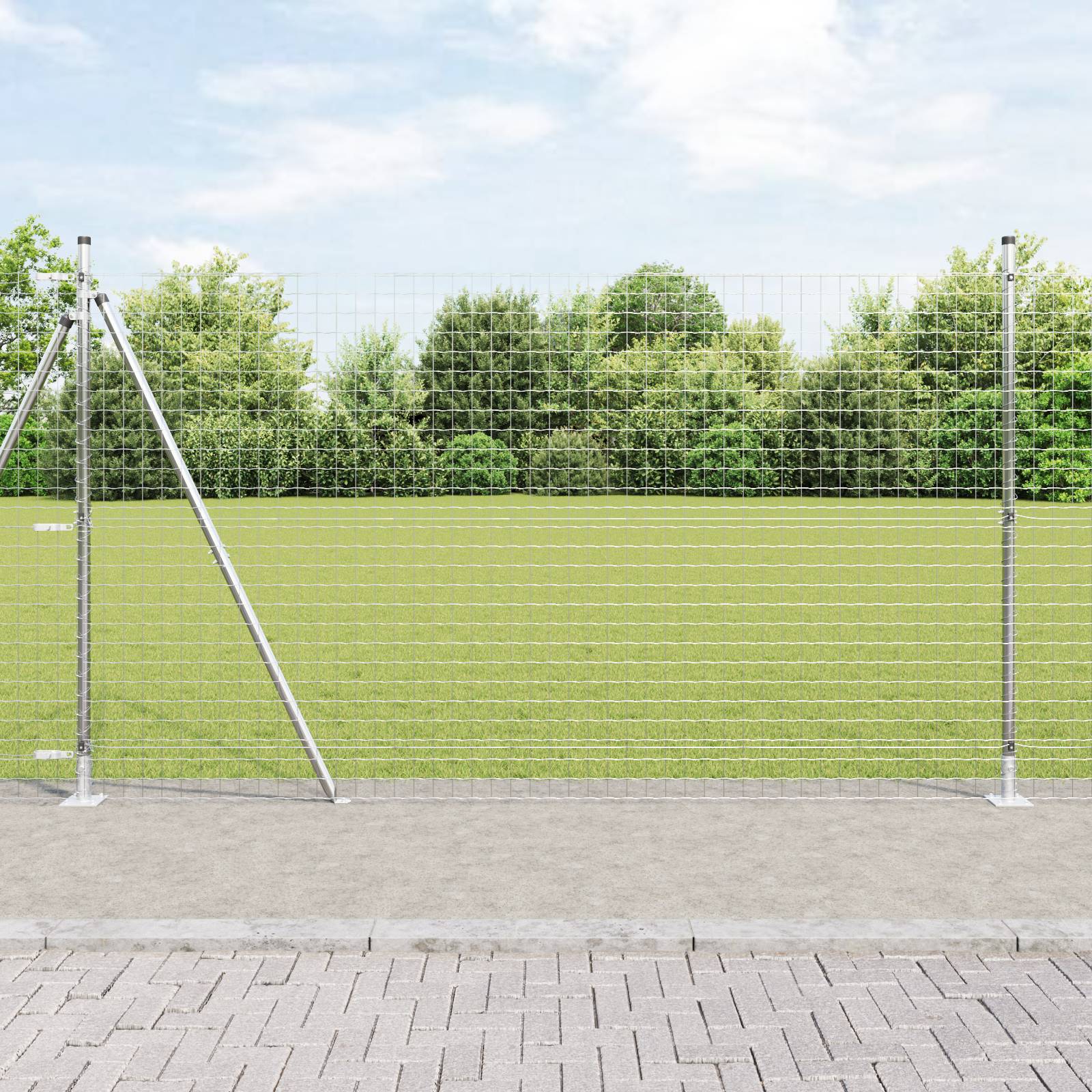 vidaXL Zaunpfosten mit Bodenplatten 52 Stk Ø32mm 83,5cm Stahl Verzinkt