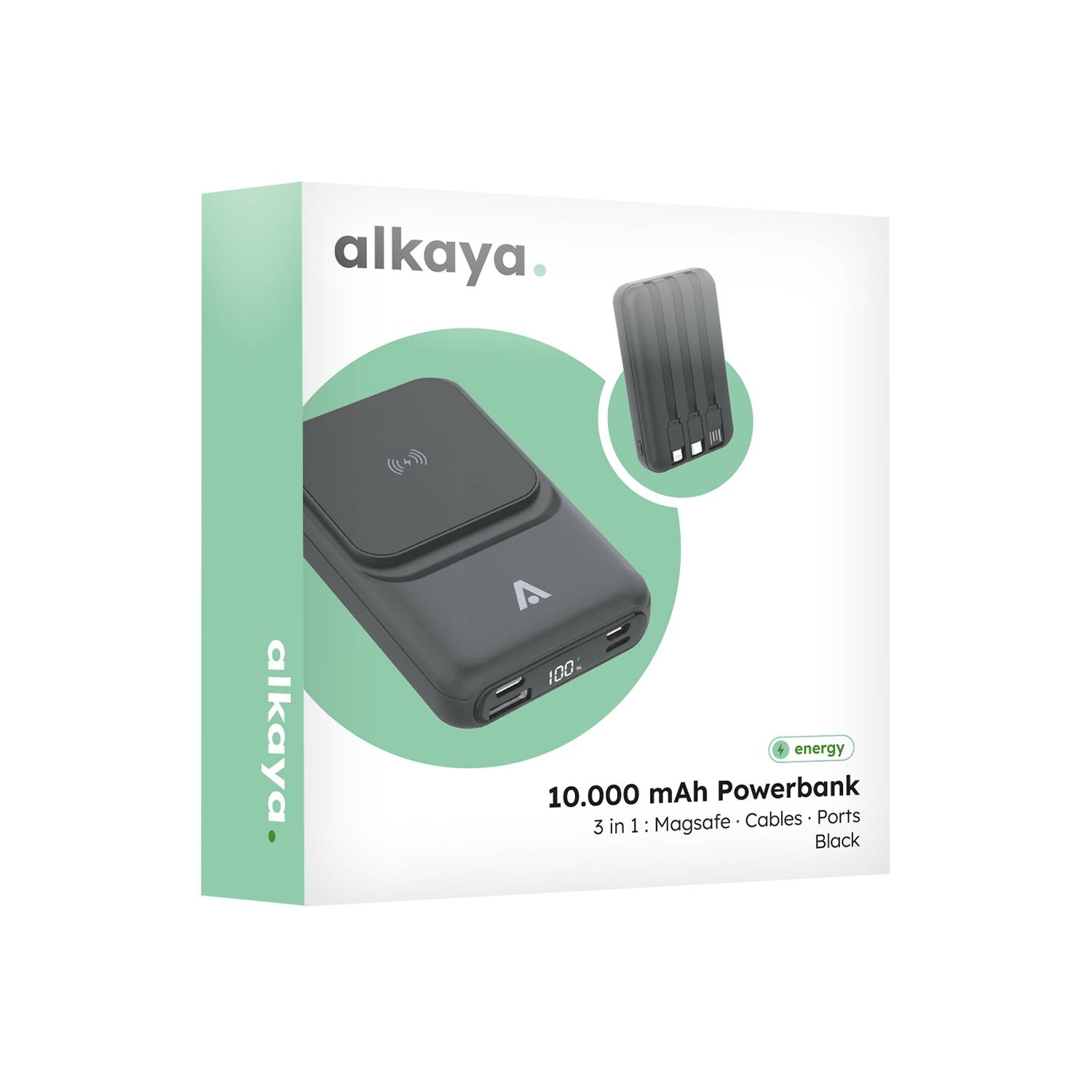 alkaya Thor MagSafe 10.000 mAh Powerbank Schwarz