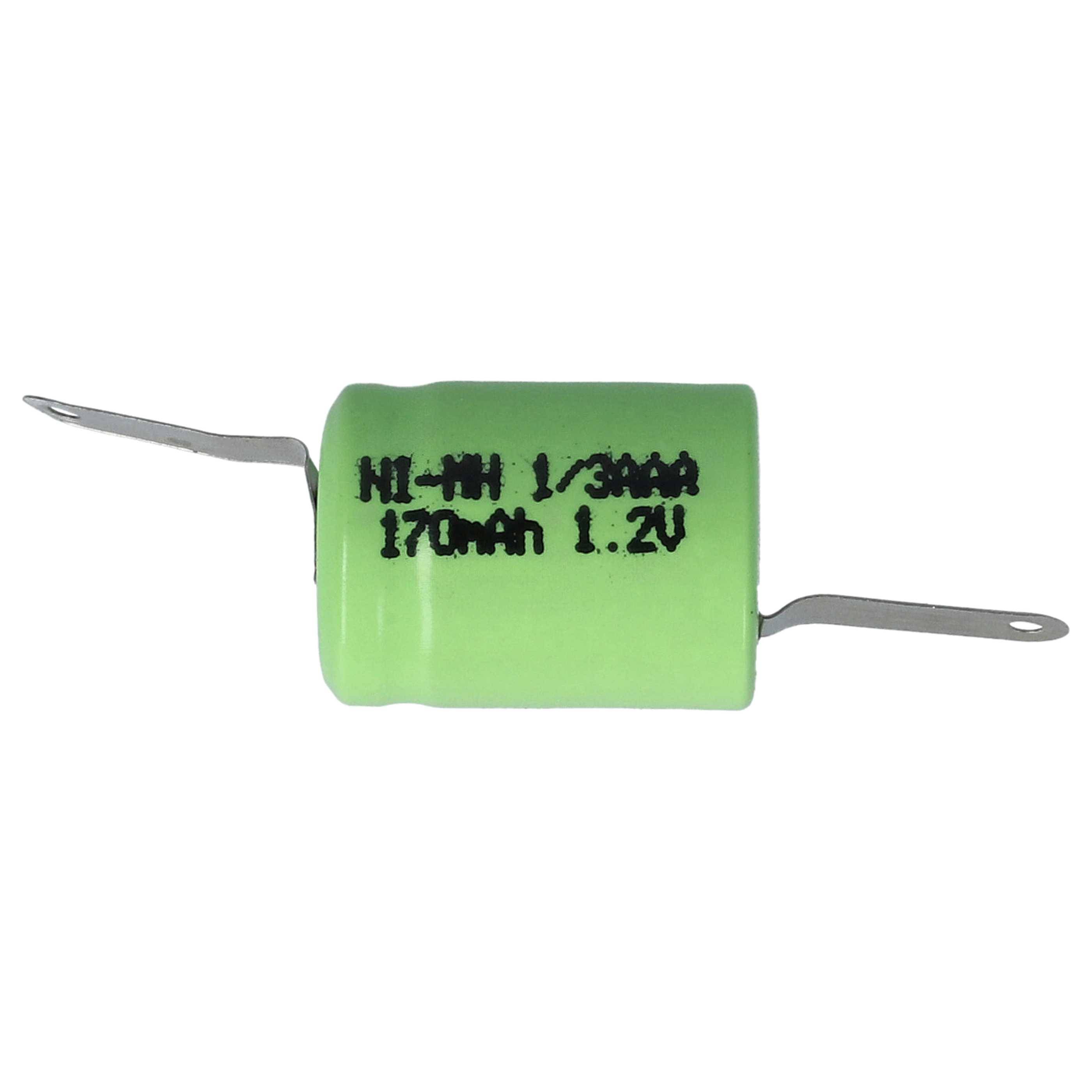 vhbw 5x Akku Ersatz für 1/3AAA für Modellbau (170mAh, 1,2V, NiMH, Grün, mit Z-Lötfahne)