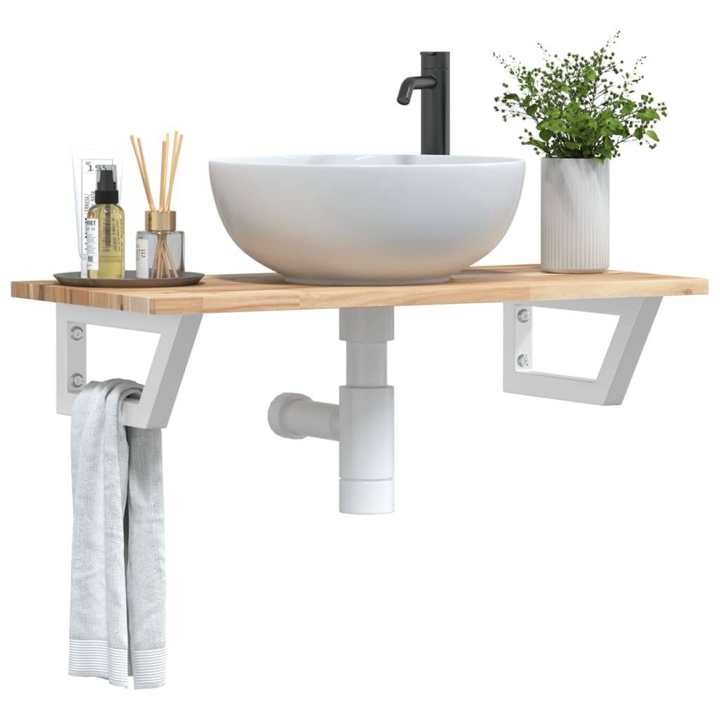 vidaXL Waschbeckenregal Wandmontage Stahl und Akazienholz
