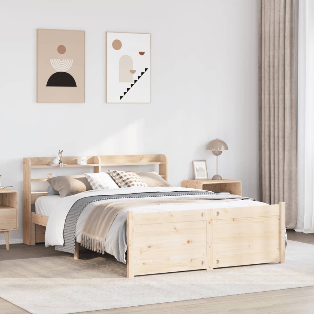 vidaXL Bettgestell mit Kopfteil ohne Matratze 135x190 cm
